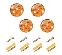 Lyeorm Orange Boo Cabinet Knobs 4 Pack 1-1/4 inch Round Kitchen Drawer Pulls Door Handles Knobs for Dresser