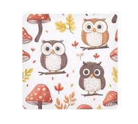 Lyeorm Owl and Mushroom Self-Adhesive Magic Cloth Makeup Bag Portable Cosmetic Bag Protective Wrap for Laptop Camera Lens, 13.8 X 13.8 Inch
