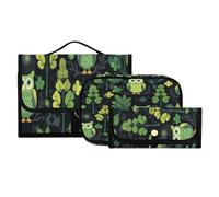 Lyeorm Owls and Trees Toiletry Bag for Men & Women Large Makeup Cosmetic Bag with Hanging Hook Water-Resistant Travel Organizer for Toiletries Accessories