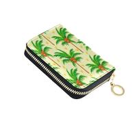 Lyeorm Palm Trees Credit Card Holder for Women Men, RFID Blocking Card Case Wallet Small Leather Zipper Wallet with 11 Slots