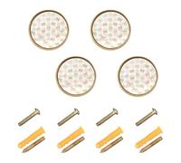 Lyeorm Pastel Bows Plaid Cabinet Knobs 4 Pack 1-1/4 inch Round Kitchen Drawer Pulls Door Handles Knobs for Dresser