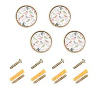 Lyeorm Pastel Cartoon Birds Cabinet Knobs 4 Pack 1-1/4 inch Round Kitchen Drawer Pulls Door Handles Knobs for Dresser