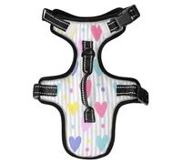 Lyeorm Pastel Colored Hearts Dog Harness Adjustable Soft Oxford Pet Vest No Pull Reflective Dog Vest Harness with Handle for Walking Training, M