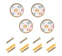 Lyeorm Pastel Kawaii Easter Cabinet Knobs 4 Pack 1-1/4 inch Round Kitchen Drawer Pulls Door Handles Knobs for Dresser