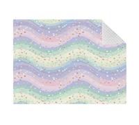 Lyeorm Pastel Rainbow Waves Double Layer Baby Blanket Soft Breathable Plush Throw Blanket with Dotted Backing for Boys Girls Infant Toddler, 31 x 41 Inch