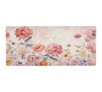 Lyeorm Peony Flowers Large Gaming Mouse Pad Extended Desk Mousepad Keyboard Mouse Mat with Non-Slip Base and Stitched Edges for Gamer, Office, Home