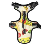 Lyeorm Pizza Slices Dog Harness Adjustable Soft Oxford Pet Vest No Pull Reflective Dog Vest Harness with Handle for Walking Training, M