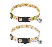 Lyeorm Pizza Slices Orange Seahorses and Bubble Dog Collar 2 Pack Pet Cat Collar with Bells & Adjustable Buckle for Small Dogs Cats