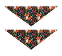 Lyeorm Playful Foxes Dog Bandanas 2PCS Washable Kerchief Scarf Reversible Triangle Bibs for Small Medium Large Dogs & Pet