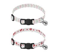 Lyeorm Polar Bears Red Bows Dog Collar 2 Pack Pet Cat Collar with Bells & Adjustable Buckle for Small Dogs Cats