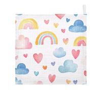 Lyeorm Rainbow and Love Baby Washcloths, Soft and Absorbent Wash Cloths, Baby Bath Towel, Face Towel for Newborns, Infants, 3 Pack, 12x12 inches