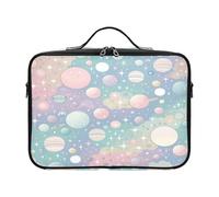 Lyeorm Rainbow Space and Stars Large Makeup Bag Portable Travel Cosmetic Bag Professional Cosmetic Case Organizer with Adjustable Dividers & Shoulder Strap