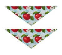 Lyeorm Red Fruits Flowers Dog Bandanas 2PCS Washable Kerchief Scarf Reversible Triangle Bibs for Small Medium Large Dogs & Pet