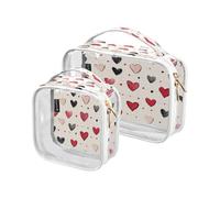 Lyeorm Red Hearts Toiletry Bag - Clear Travel Makeup Bag - Waterproof Cosmetic Bag for Women Men - Carry on Travel Accessories Bag