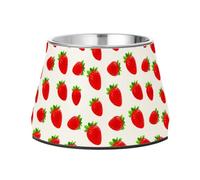 Lyeorm Red Strawberries Elevated Dog Bowls, Non-Slip Stainless Steel Raised Dog Food Bowl for Small Medium Large Pet