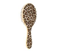 Lyeorm Retro Leopard Hair Brush, Natural Wooden Hairbrush for Women Men, Massage Scalp and Make Thin Long Curly Hair Smooth