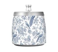 Lyeorm Romantic Birds Floral Ashtray with Lid for Cigarette, Stainless Steel Windproof Smokeless Odorless Ash Tray for Home Office Patio Outdoor