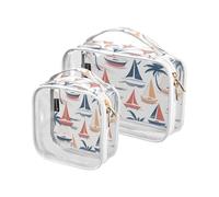 Lyeorm Sailboats and Palm Trees Toiletry Bag - Clear Travel Makeup Bag - Waterproof Cosmetic Bag for Women Men - Carry on Travel Accessories Bag