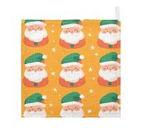 Lyeorm Santa Claus Faces Baby Washcloths, Soft and Absorbent Wash Cloths, Baby Bath Towel, Face Towel for Newborns, Infants, 5 Pack, 12x12 inches