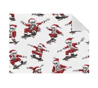 Lyeorm Santa Skeleton Skateboard Double Layer Baby Blanket Soft Breathable Plush Throw Blanket with Dotted Backing for Boys Girls Infant Toddler, 31 x 41 Inch