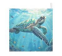 Lyeorm Sea Turtle Baby Washcloths, Soft and Absorbent Wash Cloths, Baby Bath Towel, Face Towel for Newborns, Infants, 5 Pack, 12x12 inches