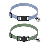 Lyeorm Serenity Blue Shale Green Dog Collar 2 Pack Pet Cat Collar with Bells & Adjustable Buckle for Small Dogs Cats