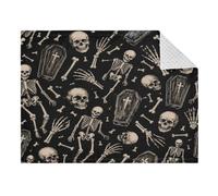 Lyeorm Skeleton Bone Pattern Double Layer Baby Blanket Soft Breathable Plush Throw Blanket with Dotted Backing for Boys Girls Infant Toddler, 31 x 41 Inch