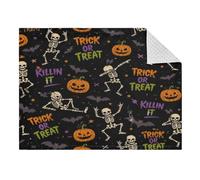 Lyeorm Skeleton Trick Or Treat Double Layer Baby Blanket Soft Breathable Plush Throw Blanket with Dotted Backing for Boys Girls Infant Toddler, 31 x 41 Inch
