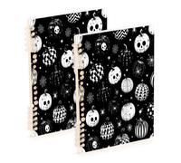 Lyeorm Skull Pumpkin Monochrome Spiral Notebook 8.3” x 5.7” Hardcover Journal 60 Sheets College Ruled Paper Water Resistant Cover for Office, Writing, 1 Pack