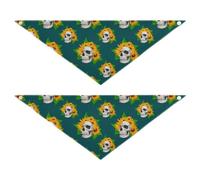 Lyeorm Skulls and Sunflowers Dog Bandanas 2PCS Washable Kerchief Scarf Reversible Triangle Bibs for Small Medium Large Dogs & Pet