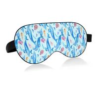 Lyeorm Sleep Mask Blue Dolphins Eye Mask Soft Breathable Eye Cover Blackout Blindfold with Adjustable Strap for Men Women Travel, Nap