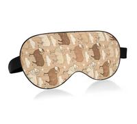 Lyeorm Sleep Mask Brown & Beige Sheep Eye Mask Soft Breathable Eye Cover Blackout Blindfold with Adjustable Strap for Men Women Travel, Nap