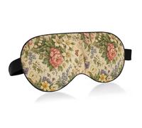 Lyeorm Sleep Mask Retro Spring Flowers Eye Mask Soft Breathable Eye Cover Blackout Blindfold with Adjustable Strap for Men Women Travel, Nap