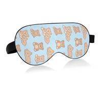 Lyeorm Sleep Mask Teddy Bears Blue Eye Mask Soft Breathable Eye Cover Blackout Blindfold with Adjustable Strap for Men Women Travel, Nap