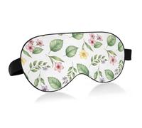 Lyeorm Sleep Mask Watercolor Leaves Flowers Eye Mask Soft Breathable Eye Cover Blackout Blindfold with Adjustable Strap for Men Women Travel, Nap
