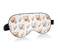 Lyeorm Sleep Mask Woodland Creatures Pattern Eye Mask Soft Breathable Eye Cover Blackout Blindfold with Adjustable Strap for Men Women Travel, Nap