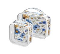 Lyeorm Small Daisies Toiletry Bag - Clear Travel Makeup Bag - Waterproof Cosmetic Bag for Women Men - Carry on Travel Accessories Bag