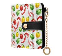 Lyeorm Small Wallet Women Leather Bifold Wallet with Zipper Coin Pocket & ID Window RFID Blocking Card Holder for Women, Yellow Bell Peppers