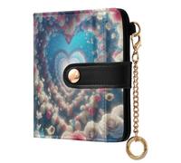 Lyeorm Small Wallet Women Leather Bifold Wallet with Zipper Coin Pocket & ID Window RFID Blocking Card Holder for Women, Rose Heart Pathway
