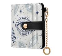 Lyeorm Small Wallet Women Leather Bifold Wallet with Zipper Coin Pocket & ID Window RFID Blocking Card Holder for Women, Mystic Eyes
