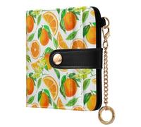 Lyeorm Small Wallet Women Leather Bifold Wallet with Zipper Coin Pocket & ID Window RFID Blocking Card Holder for Women, Orange Slices