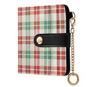 Lyeorm Small Wallet Women Leather Bifold Wallet with Zipper Coin Pocket & ID Window RFID Blocking Card Holder for Women, Red Green Plaid