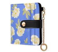 Lyeorm Small Wallet Women Leather Bifold Wallet with Zipper Coin Pocket & ID Window RFID Blocking Card Holder for Women, Peonies Flower