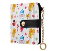 Lyeorm Small Wallet Women Leather Bifold Wallet with Zipper Coin Pocket & ID Window RFID Blocking Card Holder for Women, Santa Claus Faces