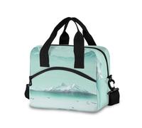 Lyeorm Snow Mountain Lunch Bag Reusable Insulated Lunch Box Leakproof Cooler Tote Bag with Djustable Shoulder Strap for Travel, Picnic, Office, Work
