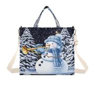 Lyeorm Snowman in Winter Forest Tote Bag for Women, Corduroy Tote Bags Crossbody Bag Shoulder Handbag Messenger Bag, S