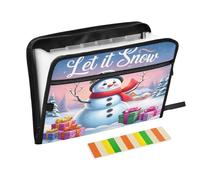 Lyeorm Snowman Wearing Red Scarf Accordion File Organizer 13 Pocket Expanding File Folder with Zipper & Labels A4 Letter Size Portable Document Organizer for Home, Office