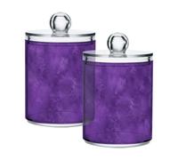 Lyeorm Solid Textured Apothecary Jars with Lid 4 Pack Qtip Holder Dispenser Bathroom Storage Organizer Clear Plastic Canister Jar for Cotton Ball, Cotton Swab