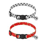Lyeorm Star Gingerbread Cookies Dog Collar 2 Pack Pet Cat Collar with Bells & Adjustable Buckle for Small Dogs Cats
