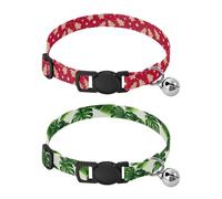 Lyeorm Sugar Cookies Tropical Banana Leaves Dog Collar 2 Pack Pet Cat Collar with Bells & Adjustable Buckle for Small Dogs Cats